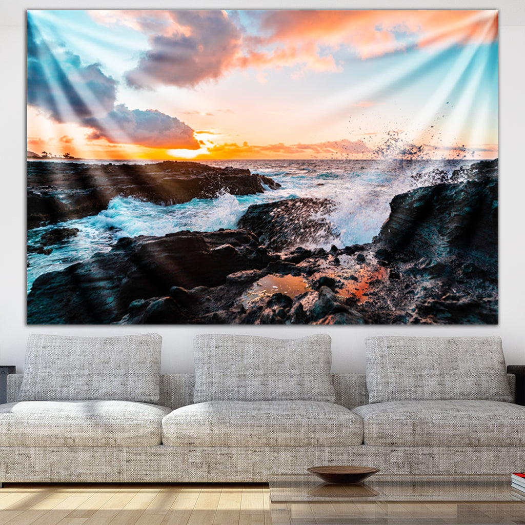 Rocky Shore Tapestry by Ed Taguba