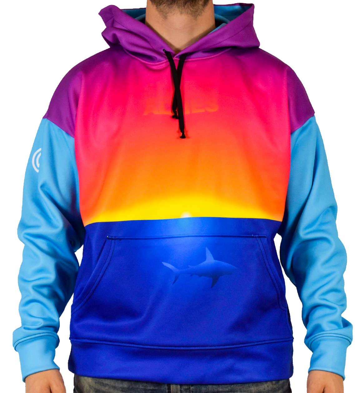 Shark Allies Sunset Pullover Hoodie by Leeward Look