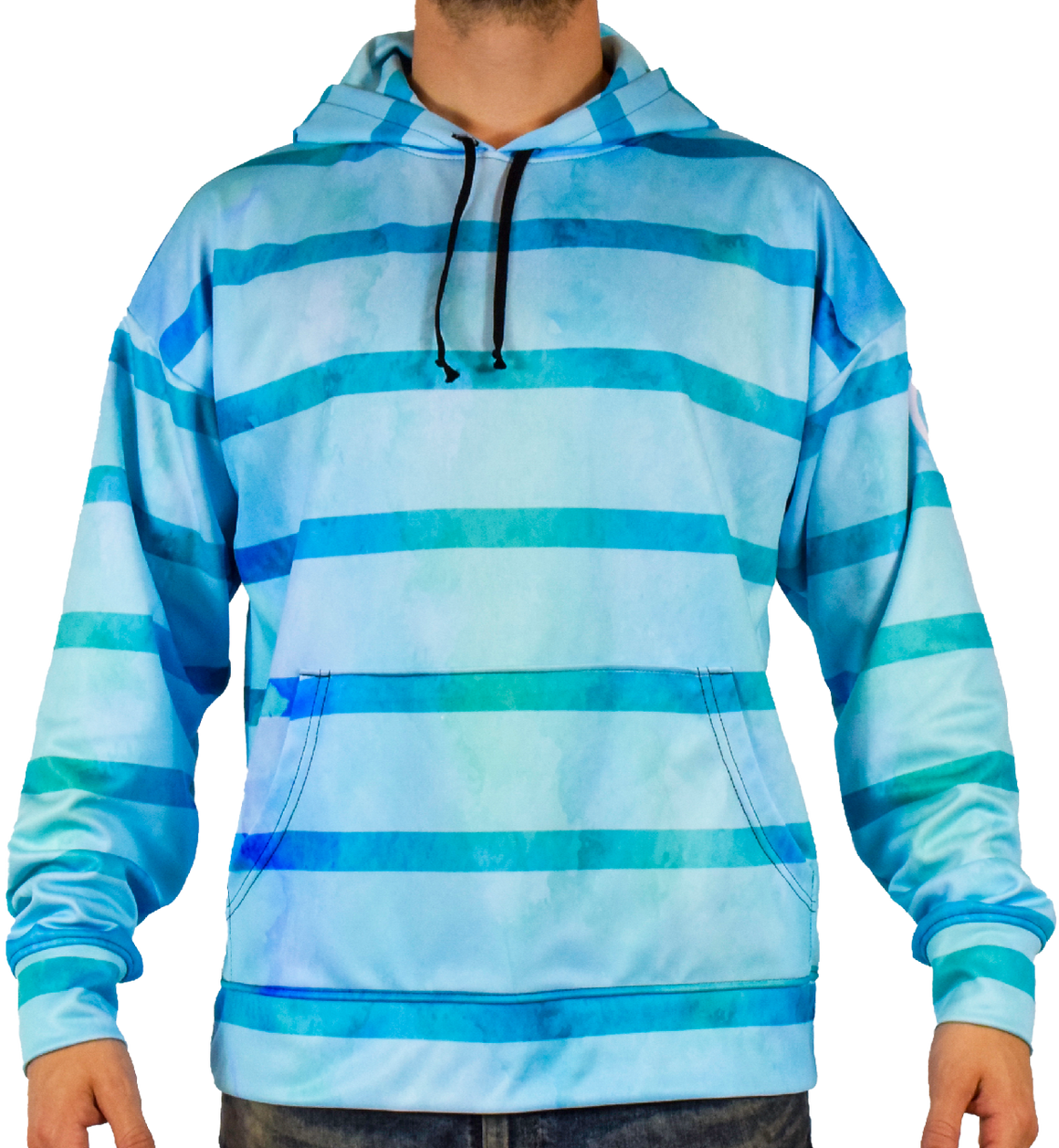 Watercolor Stripes Pullover Hoodie by Leeward Look